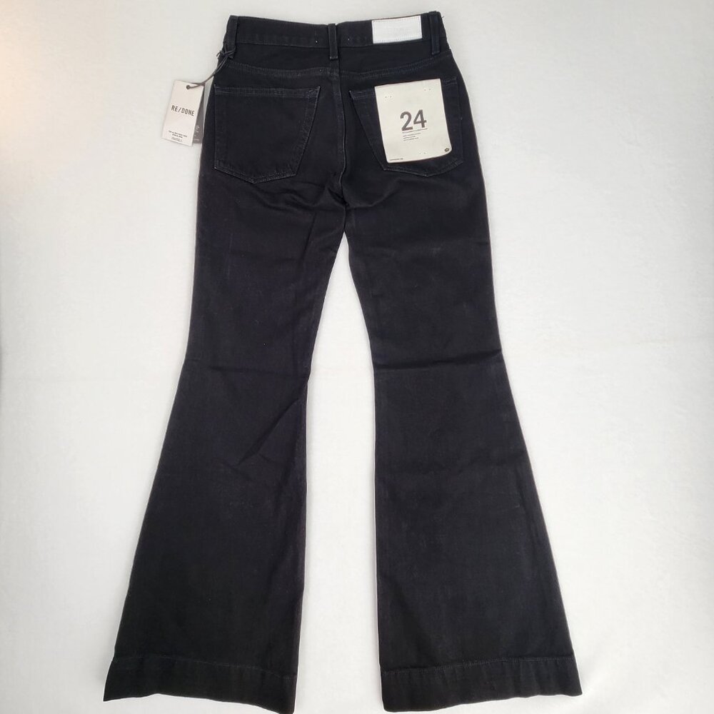 RE/DONE 70s Low Rise Bell Bottom Jeans Size 24 Black Mega Flare NWT - Picture 4 of 12